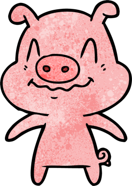 Bir insan tarafından çizilmiş sinirli çizgi film domuzu.