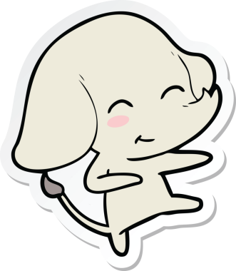 Bir insan tarafından çizilmiş şirin bir fil çıkartması.