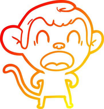 Bir insan tarafından çizilmiş bağıran çizgi film maymunu çizimi