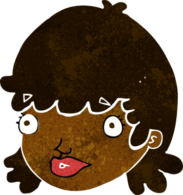 Bir insan tarafından çizilmiş bir çizgi film kızı.