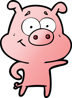 Bir insan tarafından çizilmiş çizgi film domuzu.