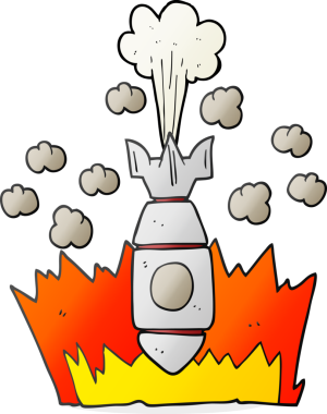 Bir insan tarafından çizilmiş el yazısıyla çizilmiş bir bomba.