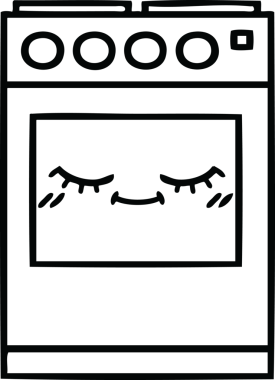 Bir insan tarafından çizilmiş bir mutfak fırınının çizgi çizimi