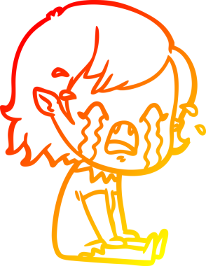 Bir insan tarafından çizilmiş ağlayan vampir kız çizgi filmi.