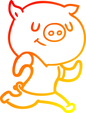 Bir insan tarafından çizilen mutlu çizgi film domuzu çizimi.