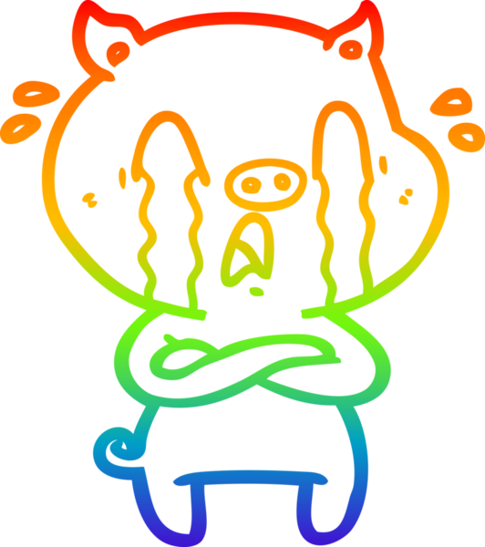 gökkuşağı gradyan çizimi bir insan tarafından çizilmiş ağlayan domuz çizgi filmi