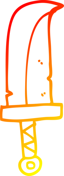 Bir insan tarafından çizilen çizgi film hançerinin sıcak eğimli çizgisi.