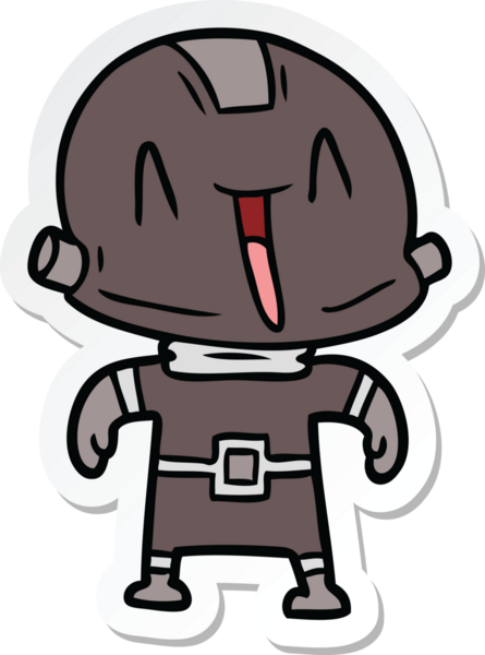 Bir insan tarafından çizilmiş robot karikatür çıkartması.