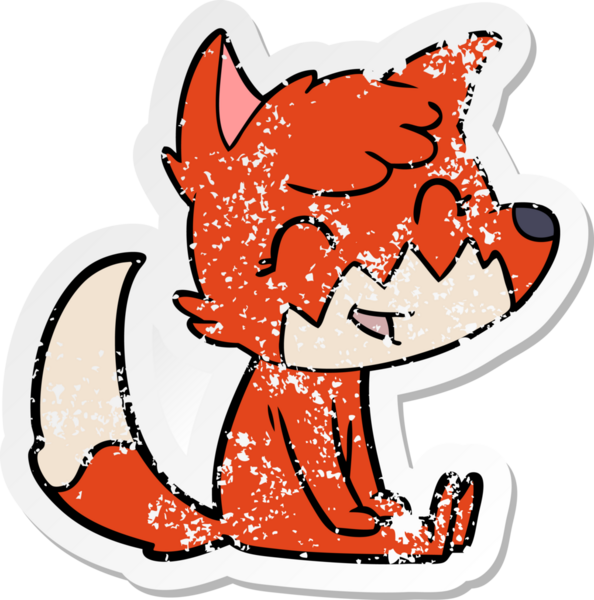 Bir insan tarafından çizilmiş mutlu bir tilkinin sıkıntılı çıkartması.