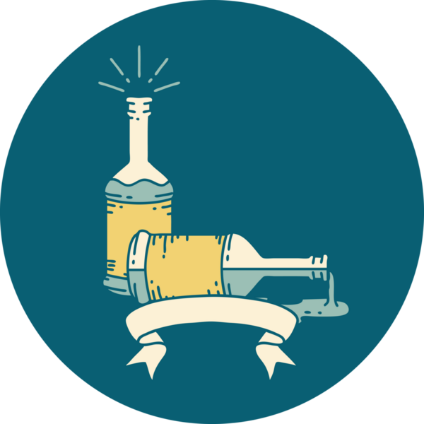 Bir insan tarafından çizilmiş dövme stili bira şişelerinin simgesi