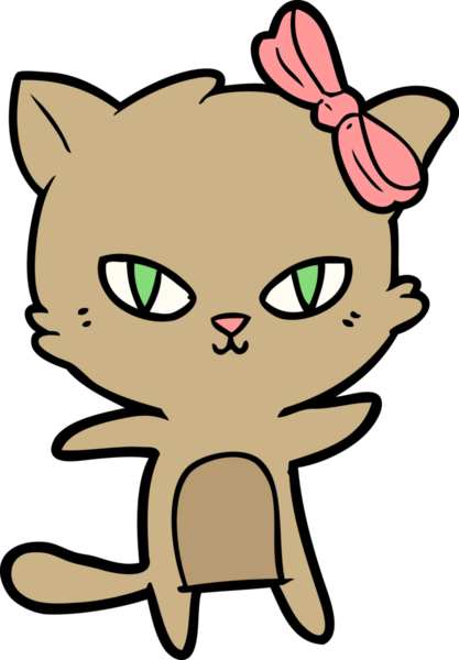 Bir insan tarafından çizilmiş sevimli çizgi film kedisi.