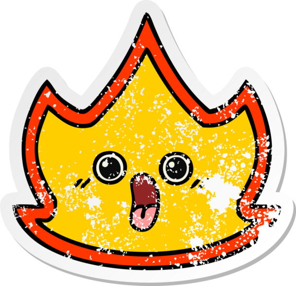 Bir insan tarafından çizilmiş şirin bir çizgi film yangınının sıkıntılı çıkartması.