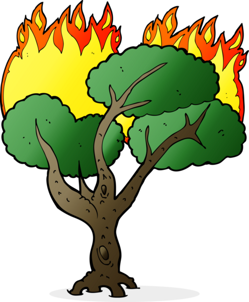 Bir insan tarafından çizilmiş çizgi film yanan ağaç.