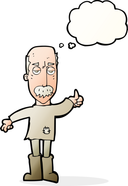 Bir insan tarafından çizilen düşünce baloncuğuyla yaşlı bir adamı sinirlendiren çizgi film.