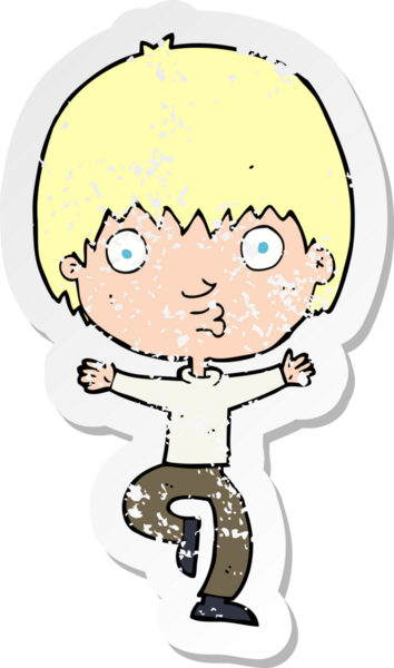 Bir insan tarafından çizilmiş heyecanlı bir çizgi filmin gerilimli çıkartması.