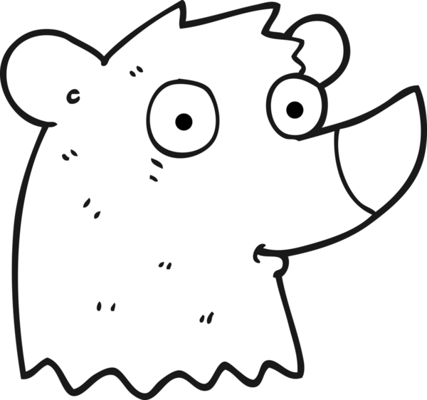 Bir insan tarafından çizilmiş siyah beyaz çizgi film ayısı.