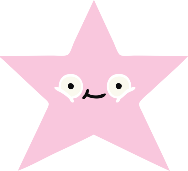 Bir insan tarafından çizilmiş yıldız balığının düz renkli retro karikatürü