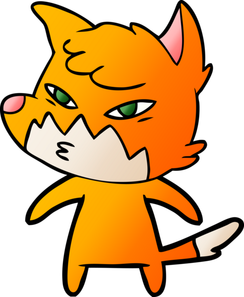 Bir insan tarafından çizilmiş akıllı çizgi film tilkisi.