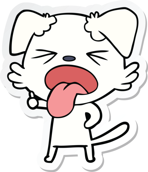 Bir insan tarafından çizilmiş tiksindirici bir köpeğin çıkartması.