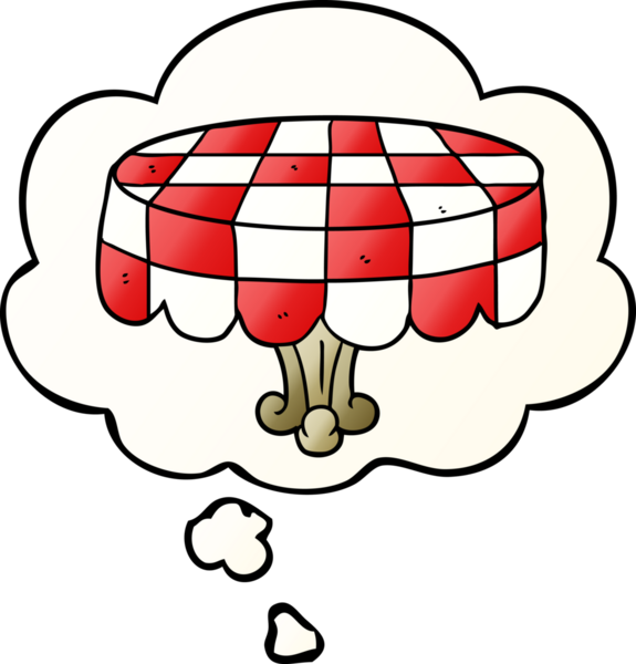 Bir insan tarafından çizilmiş yumuşak eğimli düşünce baloncuklu çizgi film tablosu