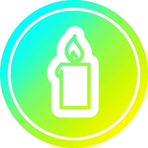 Bir insan tarafından çizilmiş serin gradyan bitiş ile yanan mum dairesel simgesi