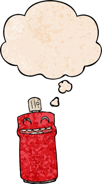 Düşünce baloncuğu olan çizgi film spreyi. Bir insan tarafından çizilmiş grunge desen tarzı.