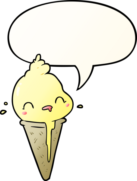 Bir insan tarafından çizilmiş, konuşma baloncuklu tatlı çizgi film dondurması.