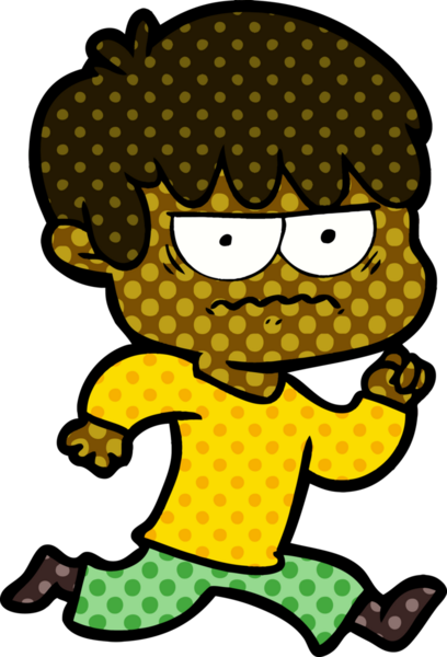 Bir insan tarafından çizilmiş sinirli çizgi film çocuğu.