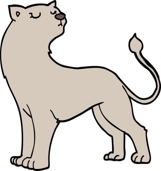 Bir insan tarafından çizilmiş dişi aslan.