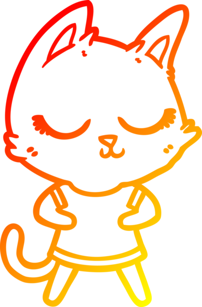 Bir insan tarafından çizilmiş sakin bir çizgi film kedisinin sıcak çizgi çizgisi.