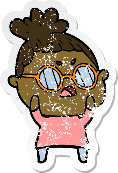 Bir insan tarafından çizilmiş bir karikatürün sıkıntılı çıkartması.