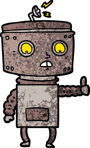 Bir insan tarafından çizilmiş çizgi film robotu