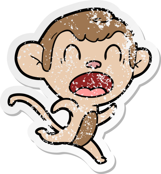 Bir insan tarafından çizilmiş bağıran çizgi film maymunu çıkartması.