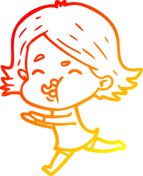 Bir insan tarafından çizilmiş bir çizgi film kızının sıcak çizgi çizimi.