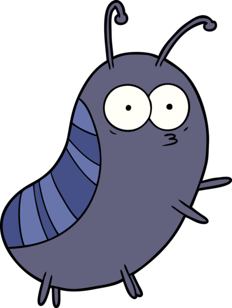 Bir insan tarafından çizilmiş komik karikatür böceği.