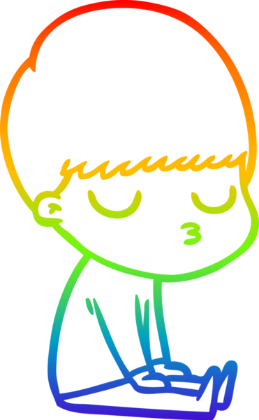 Gökkuşağı gradyan çizgi çizimi bir insan tarafından çizilmiş sakin bir çocuk