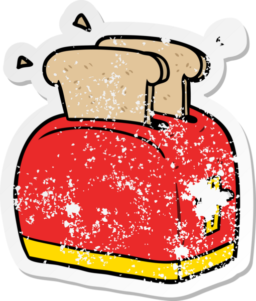 Bir insan tarafından çizilmiş karikatür tost makinesinin sıkıntılı çıkartması.