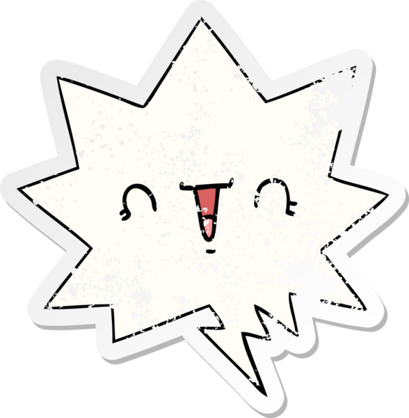 Mutlu karikatür yüzü, bir insan tarafından çizilmiş sıkıntılı eski bir çıkartma.