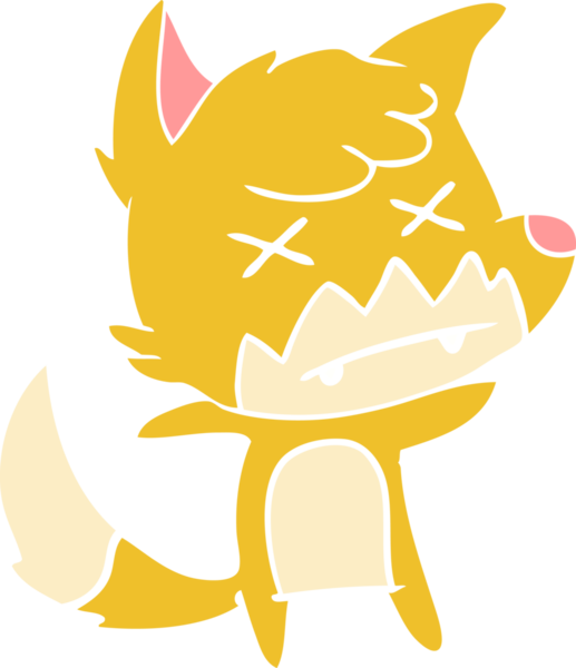 Bir insan tarafından çizilmiş düz renk çizgi film ölü tilki