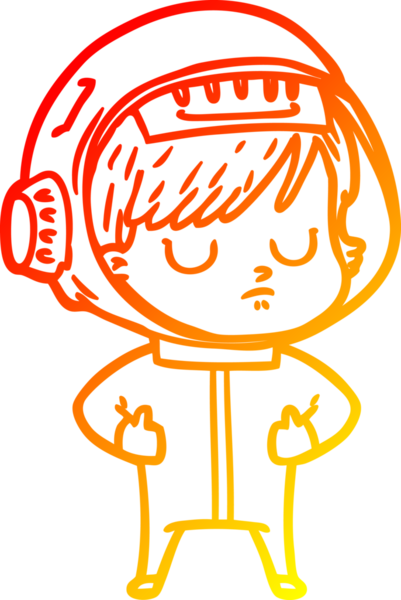 Bir insan tarafından çizilmiş bir astronot kadın çizgi çizimi.