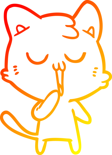 Bir insan tarafından çizilmiş çizgi film kedisinin sıcak çizgi çizimi