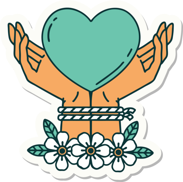 Dövme stili geleneksel eller ve bir insan tarafından çizilmiş bir kalp.