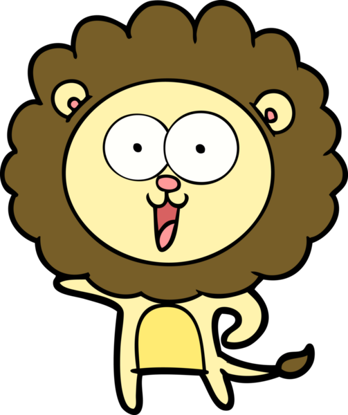 Bir insan tarafından çizilmiş mutlu çizgi film aslanı.