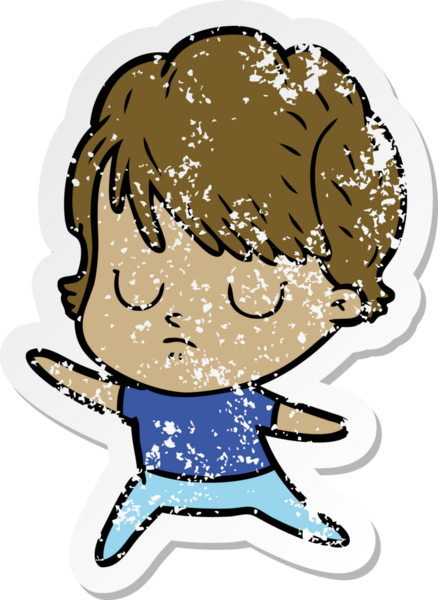 Bir insan tarafından çizilmiş karikatür bir kadının sıkıntılı çıkartması.