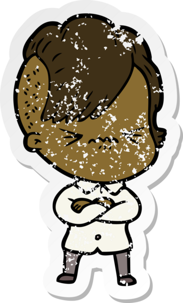 Bir insan tarafından çizilmiş sinirli bir hippi kızın sıkıntılı çıkartması.