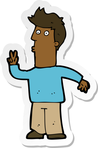 Bir insan tarafından çizilmiş bir karikatürcünün çıkartması.