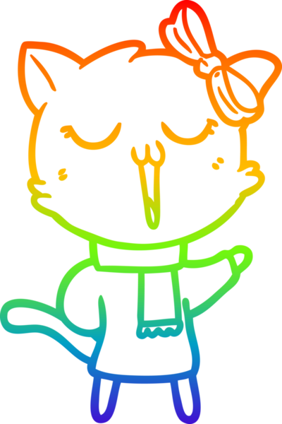 gökkuşağı gradyanı çizimi bir insan tarafından çizilmiş çizgi film kedisi