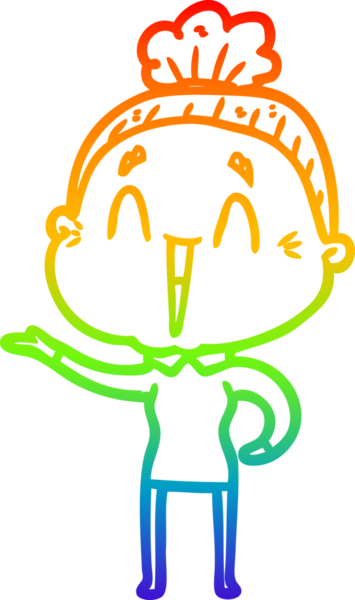 Gökkuşağı gradyan çizgi çizimi Bir insan tarafından çizilmiş mutlu yaşlı kadın