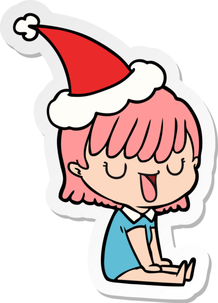 Bir insan tarafından çizilmiş Noel Baba şapkası takan bir kadının el yazısı.