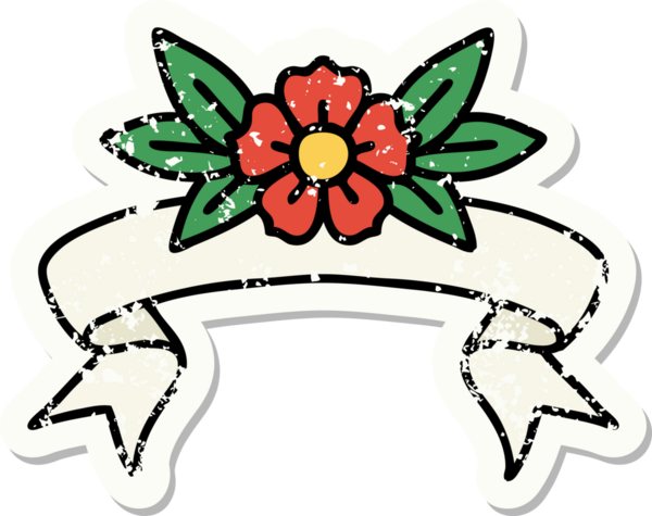Bir insan tarafından çizilmiş çiçeğin bayrağını taşıyan eski bir etiket.